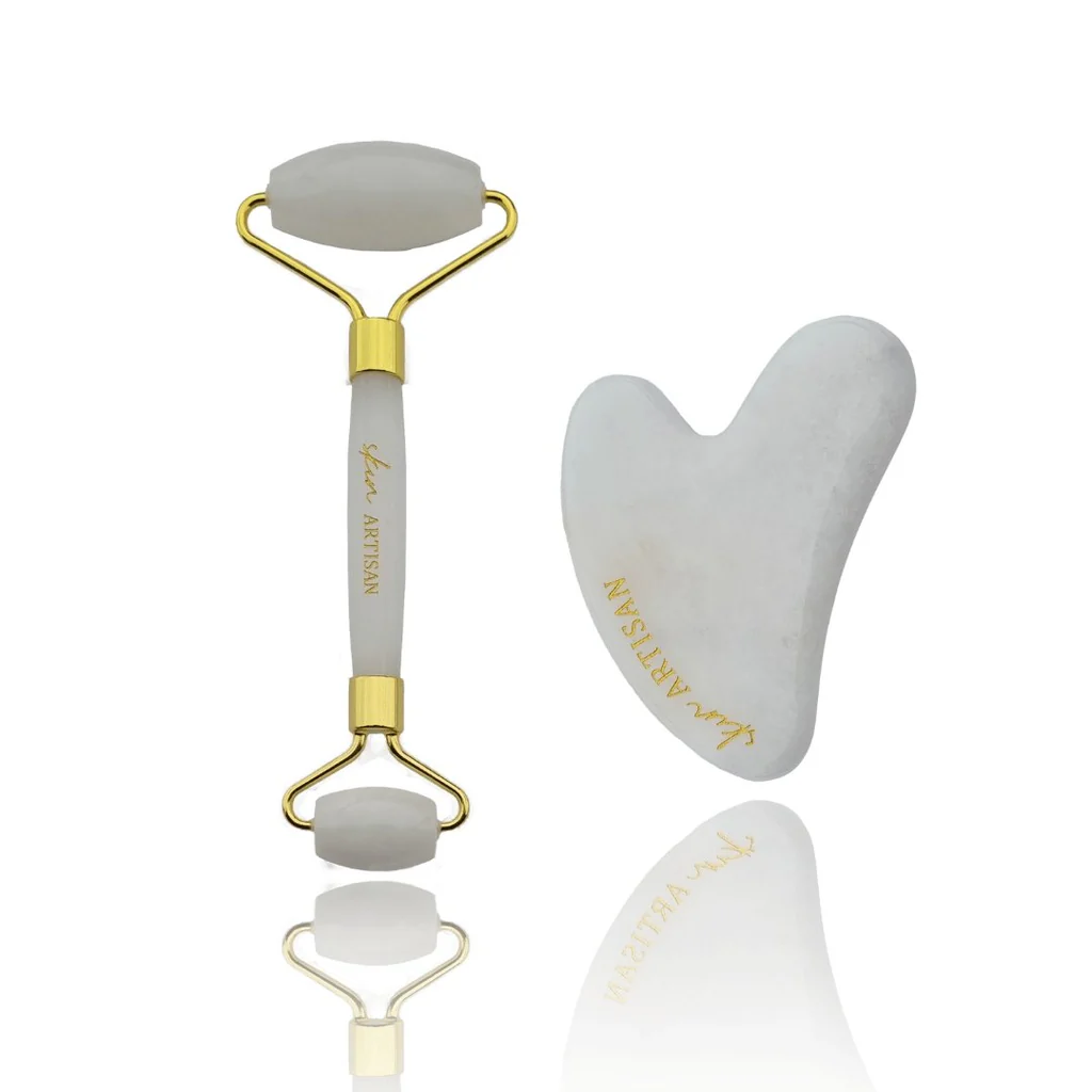 Jade Roller Gua Sha Set - (White Colour)